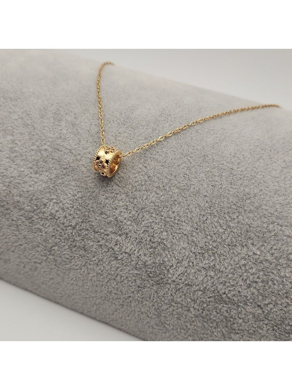 18K Gold Plated Clover Detail Bead Necklace – Minimalist